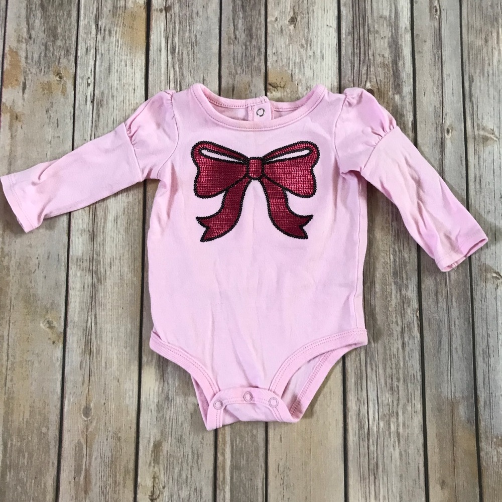 Any Coe Infant Baby Girl Bling Bow Bodysuit Sequin